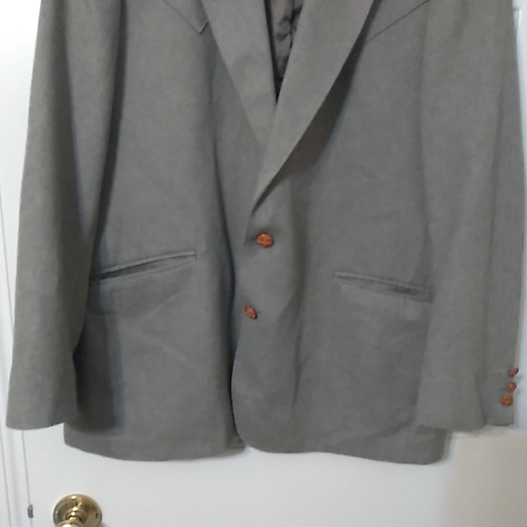Mesquite Niver Western Wear SZ 44R Mens Blazer Gray VTG MADE IN TEXAS USA - Picture 2 of 8